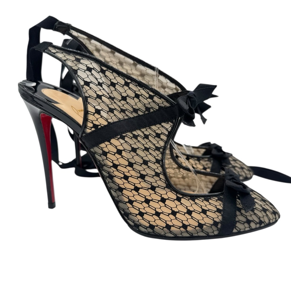 Christian Louboutin Directoire Lace Up Black Pumps Size 38 - Picture 4 of 13